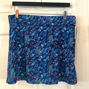 NWT Women’s Southwind Apparel Blue Feather Patterned Court Skort Size Large
